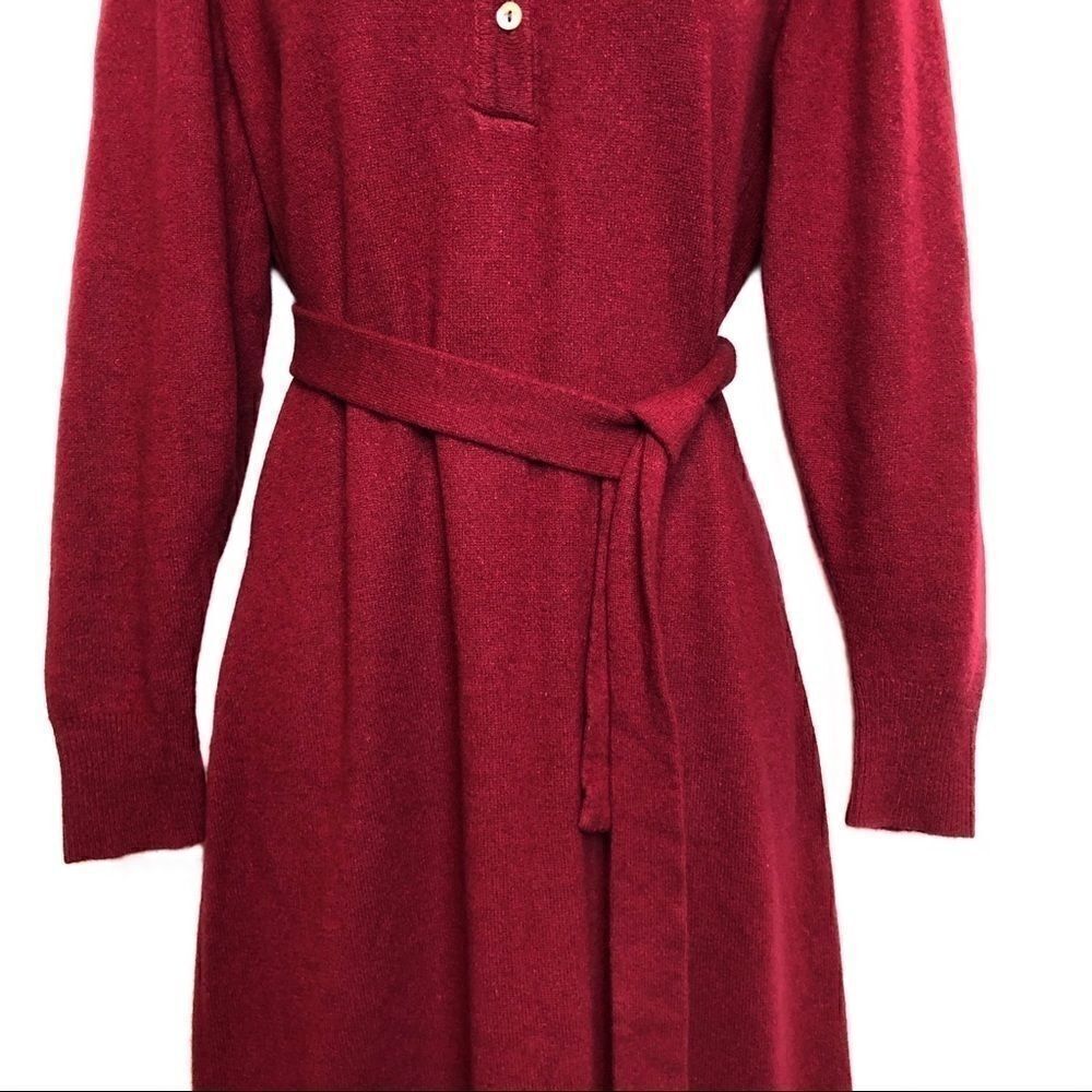 VINTAGE  100% Cashmere Dress Orvis by Jacques deLoux in Cranberry Women’s Small - Picture 4 of 10
